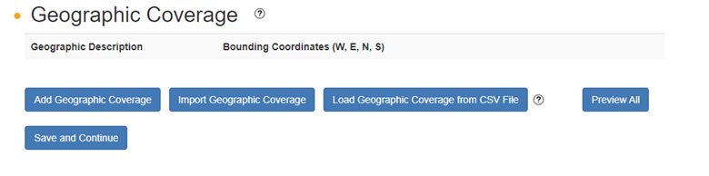Geographic coverage import