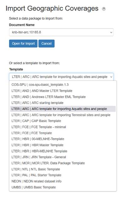 Import Geographic coverage example
